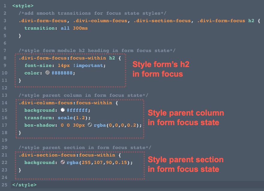 เพิ่มการจัดรูปแบบสถานะโฟกัส CSS ให้กับองค์ประกอบใน Divi