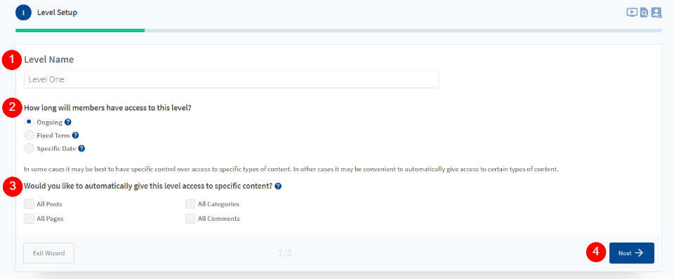 Configuration du niveau