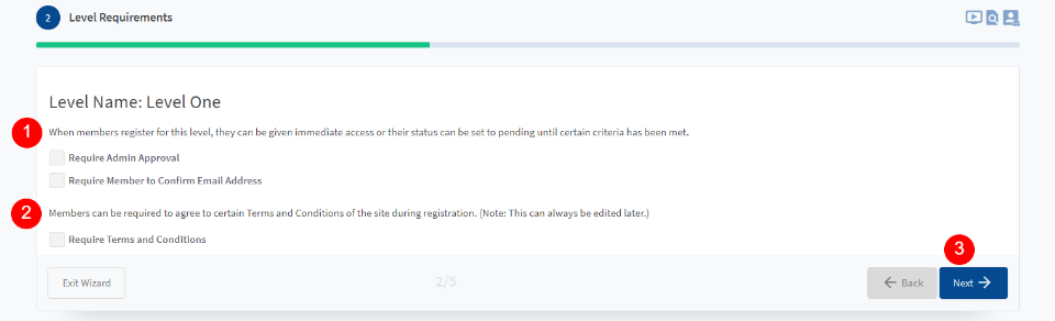Configuration du niveau
