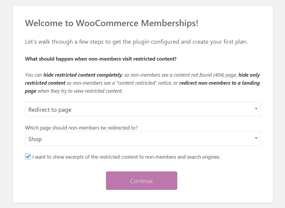 معالج إعداد عضوية woocommerce