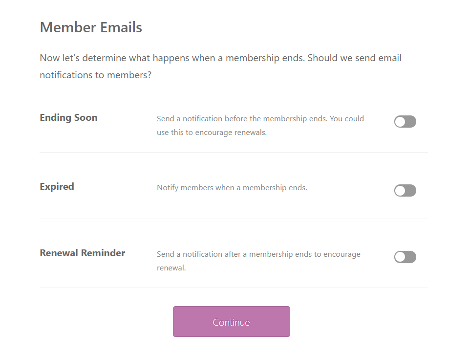 رسائل البريد الإلكتروني الخاصة بالعضوية