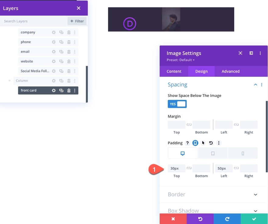 tıklamada flip animasyonlu divi kartvizit tasarımı