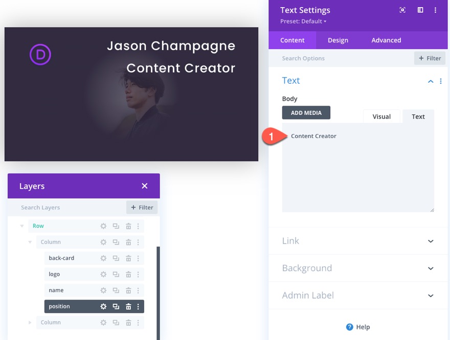 tıklamada flip animasyonlu divi kartvizit tasarımı