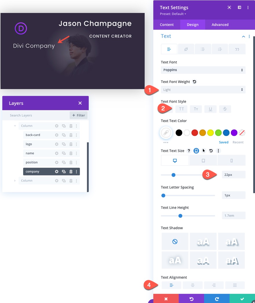 tıklamada flip animasyonlu divi kartvizit tasarımı