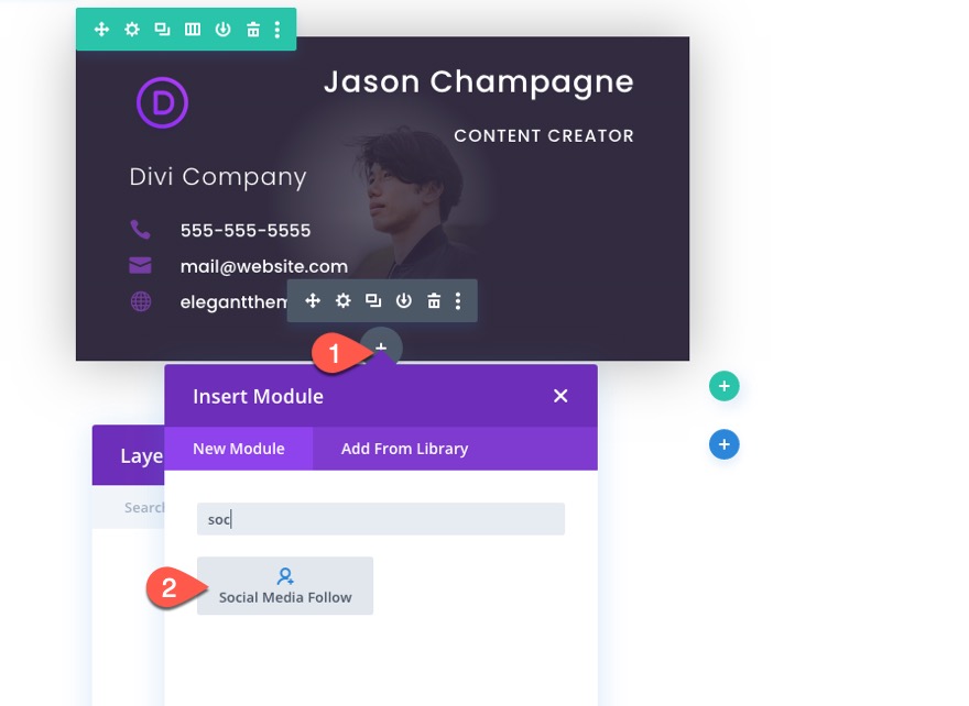 tıklamada flip animasyonlu divi kartvizit tasarımı