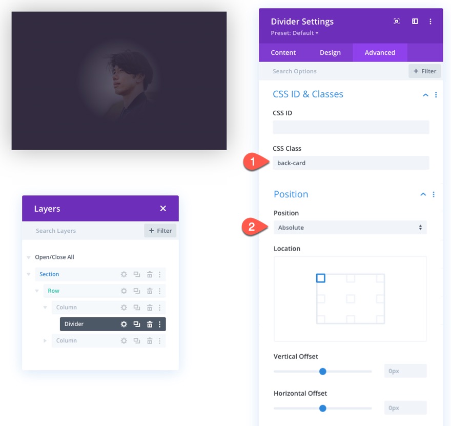 tıklamada flip animasyonlu divi kartvizit tasarımı