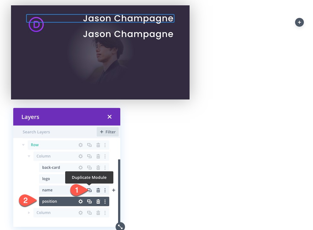 tıklamada flip animasyonlu divi kartvizit tasarımı