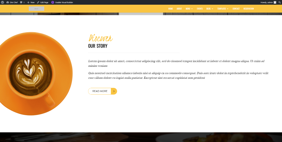 Halaman Beranda Tema Anak Divi Chef