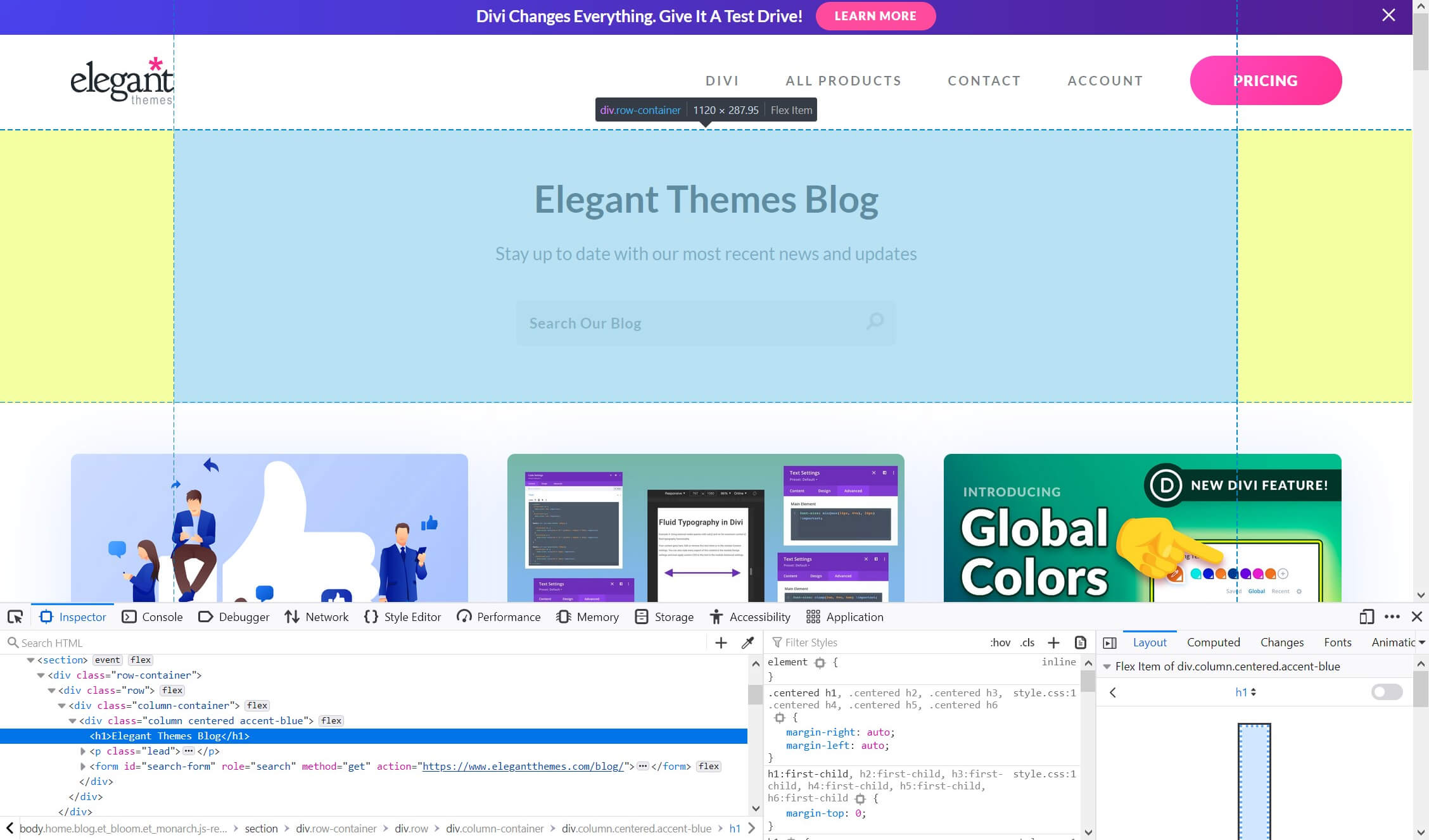 Instrumentul Firefox Inspect Element.