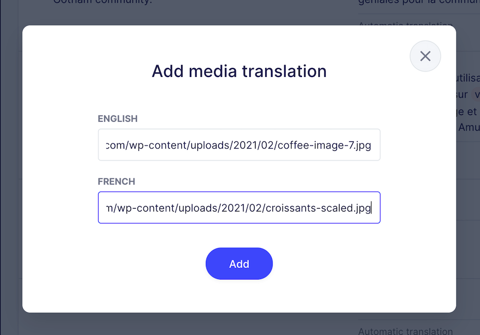 Ein Bild in Weglot übersetzen.