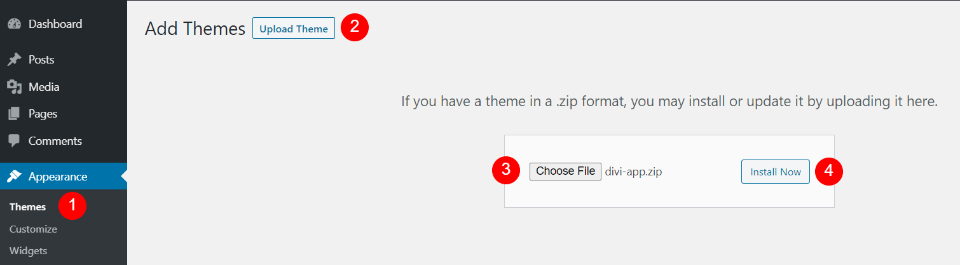 Diviアプリの子テーマのインストール