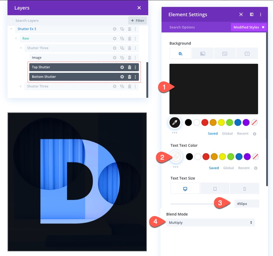 Bildüberlagerung mit Split-Text-Shutter-Animation und Mischmodi