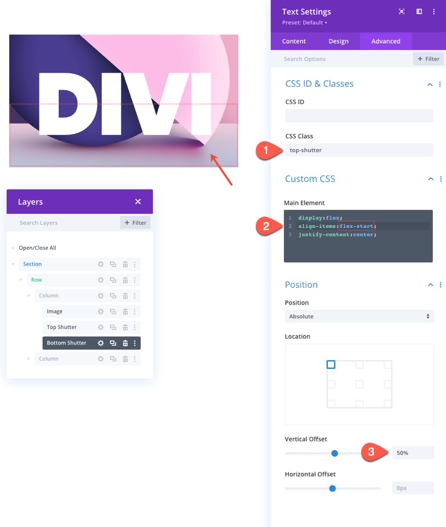 Bildüberlagerung mit Split-Text-Shutter-Animation und Mischmodi