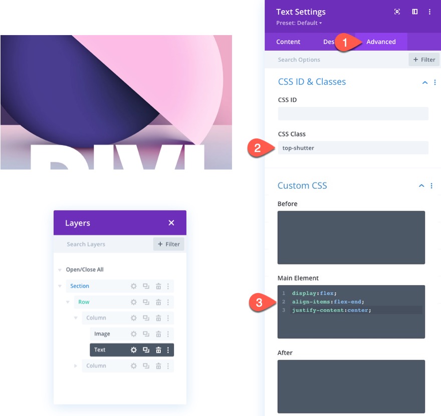 Bildüberlagerung mit Split-Text-Shutter-Animation und Mischmodi