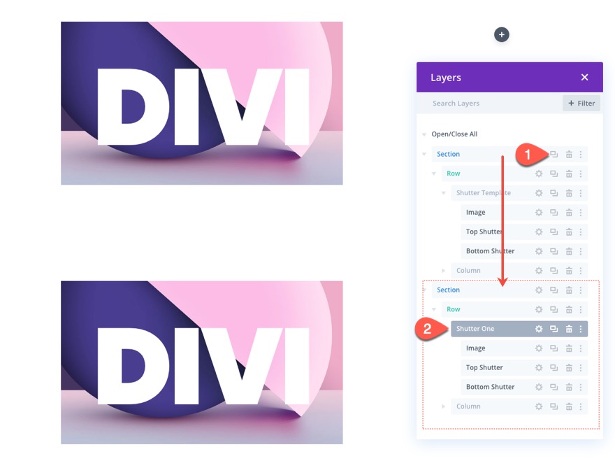 Bildüberlagerung mit Split-Text-Shutter-Animation und Mischmodi