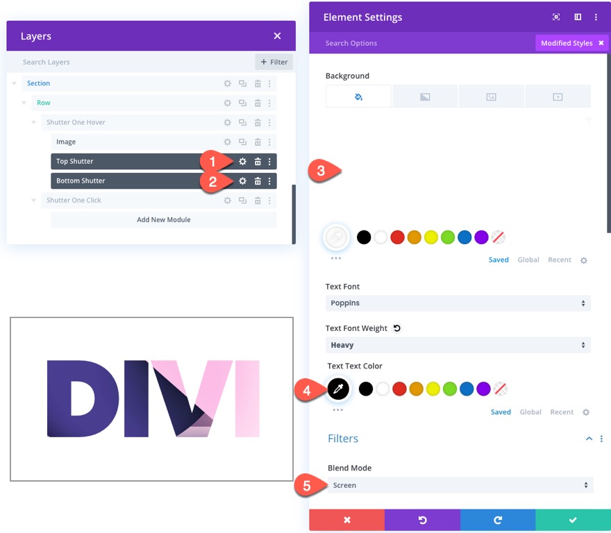 Bildüberlagerung mit Split-Text-Shutter-Animation und Mischmodi