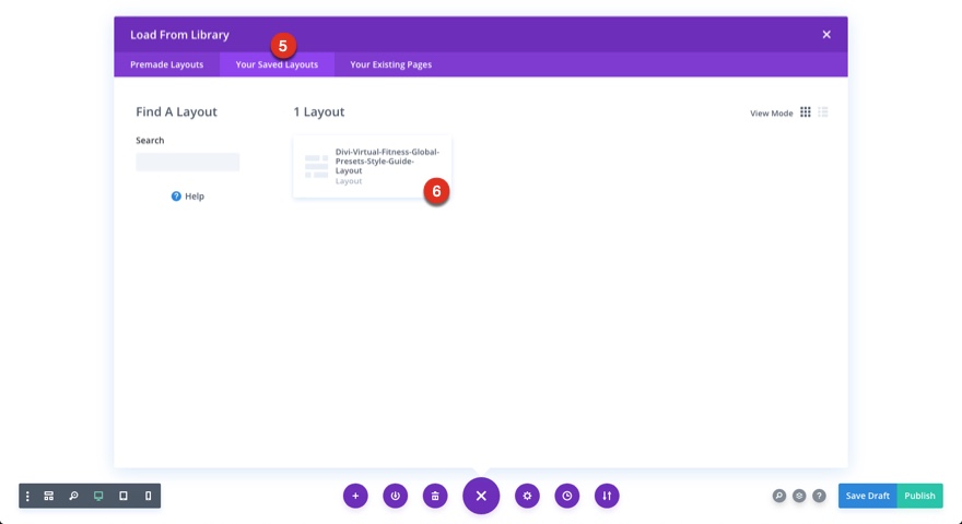 guía de estilo de preajustes globales para el paquete de diseño de fitness virtual de divi