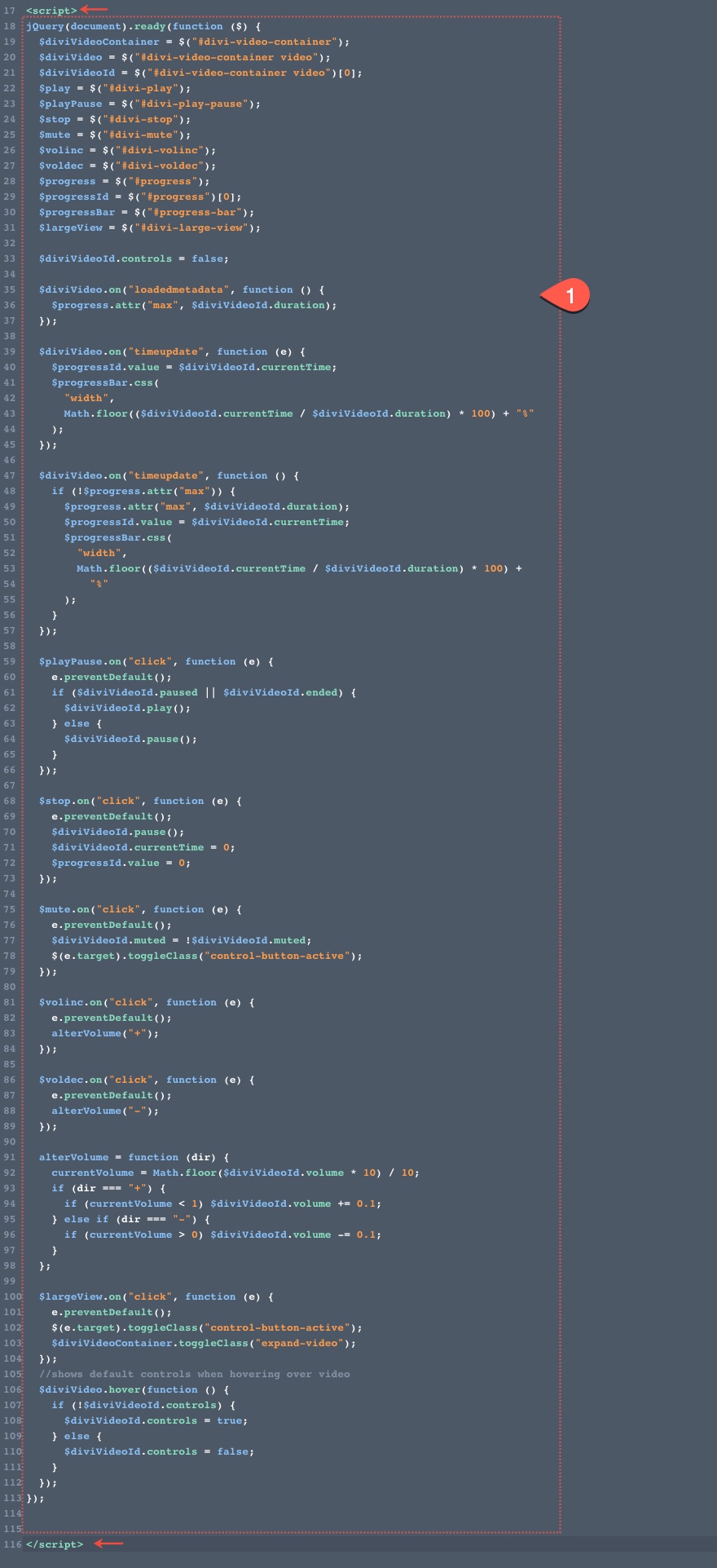 divi controlli video html5 personalizzati