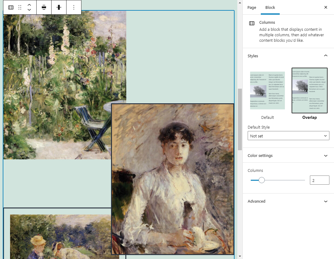 Selectarea stilului suprapus pentru coloane