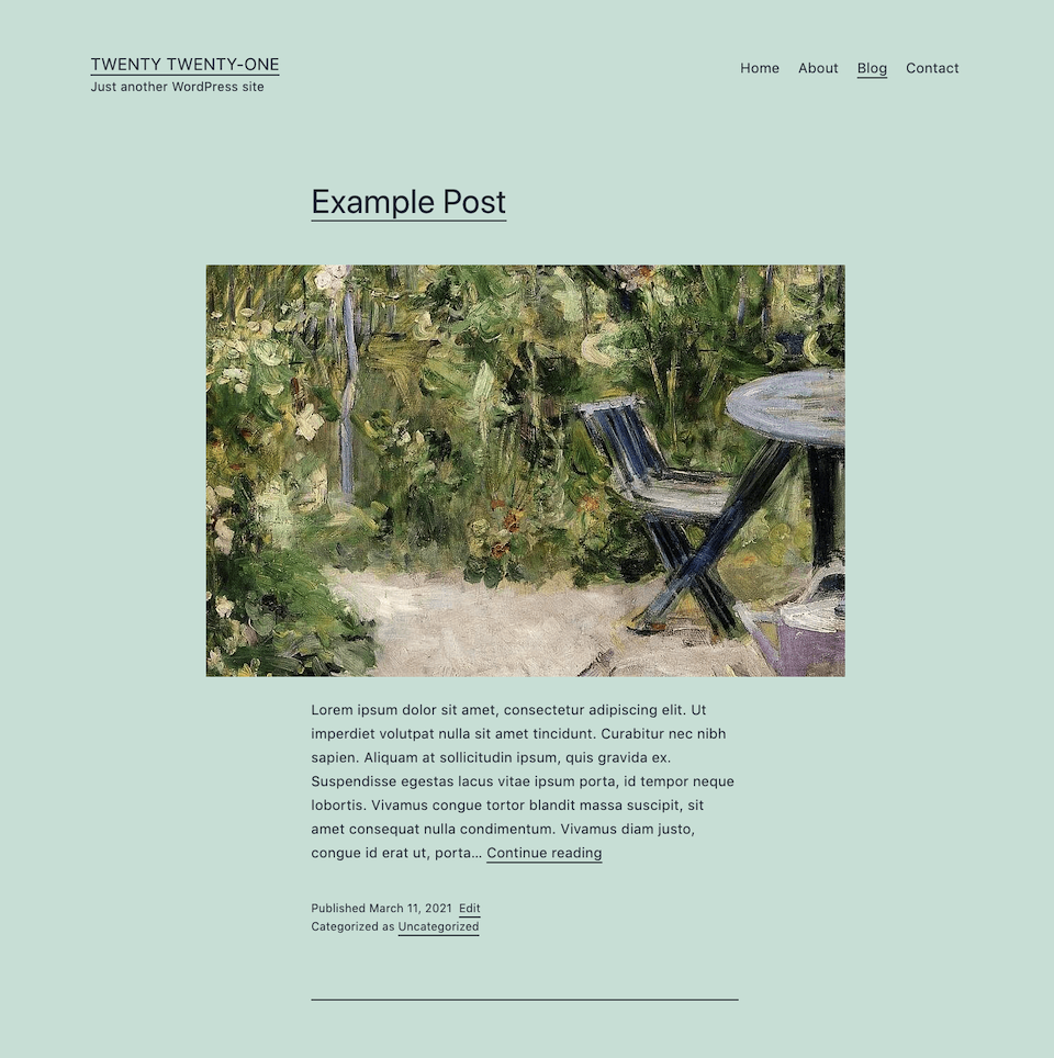 Pagina blogului Twenty Twenty-One.