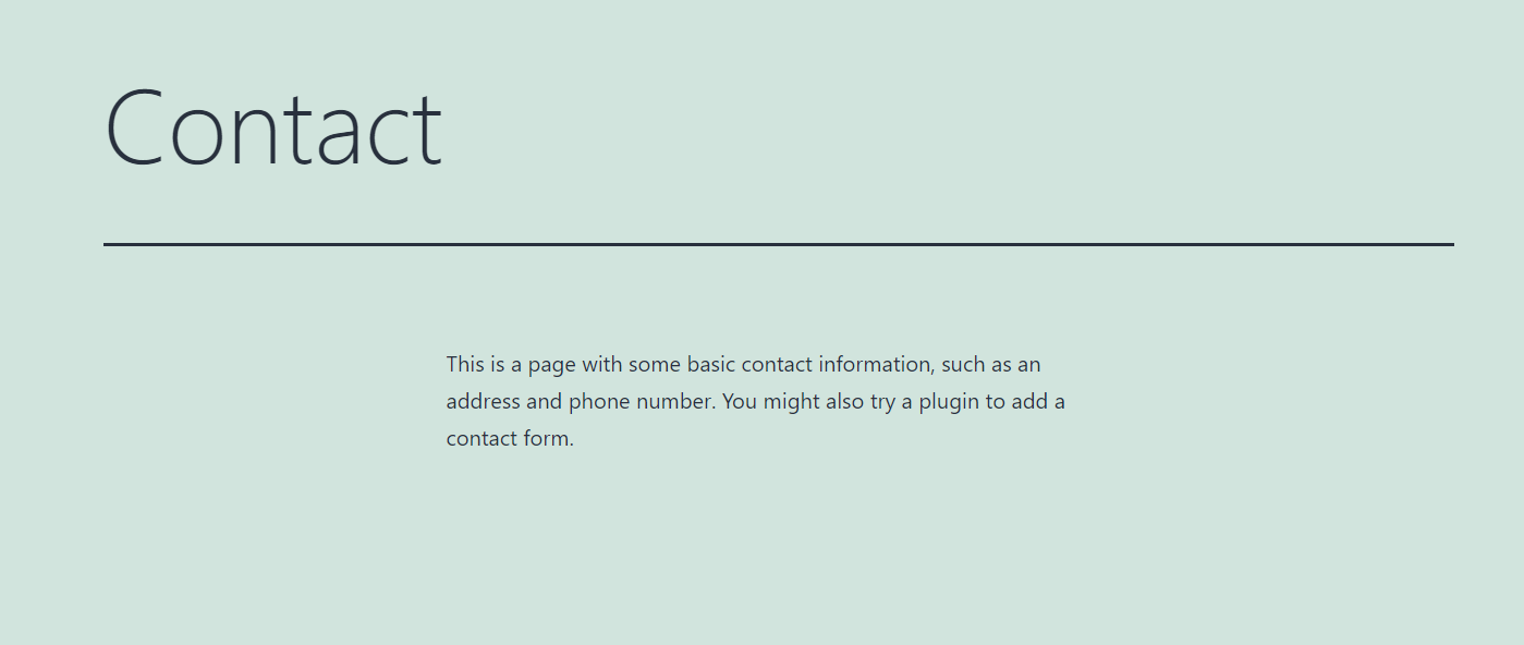 Pagina de contact Twenty Twenty-One