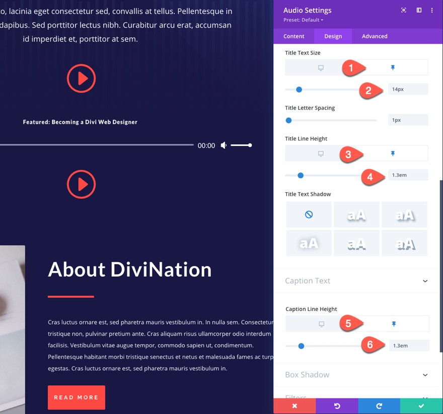 divi 粘性音頻內容欄
