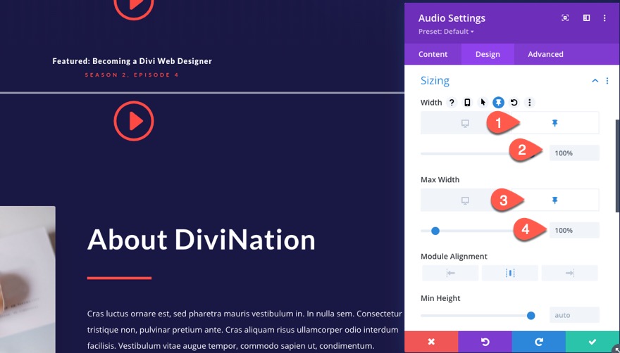 divi 粘性音頻內容欄