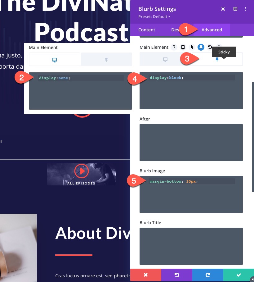 divi 粘性音頻內容欄