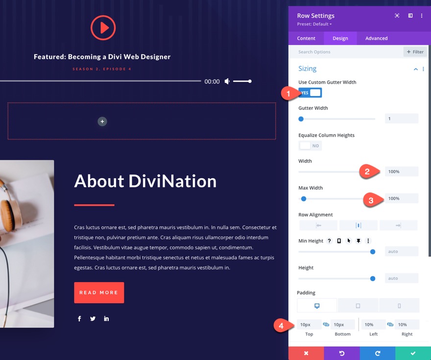 divi 粘性音頻內容欄