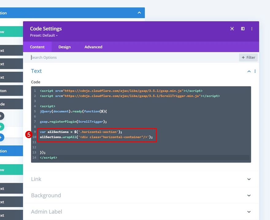 défilement horizontal gsap