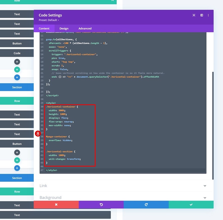 défilement horizontal gsap
