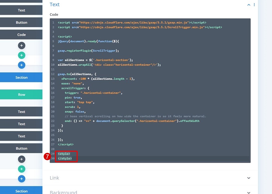 défilement horizontal gsap