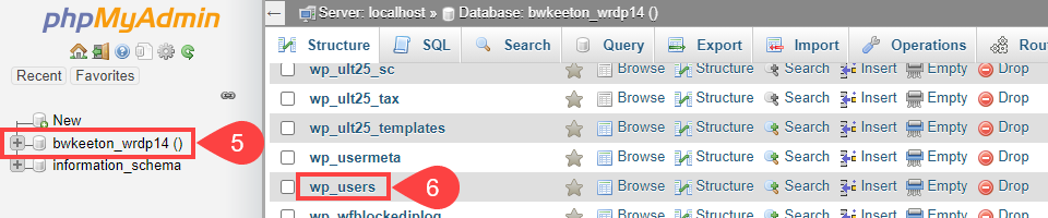 قاعدة بيانات wp_users لكلمات المرور