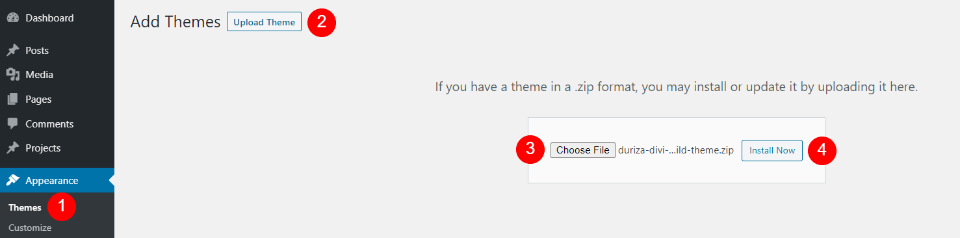 Memasang Tema Anak Duriza Divi