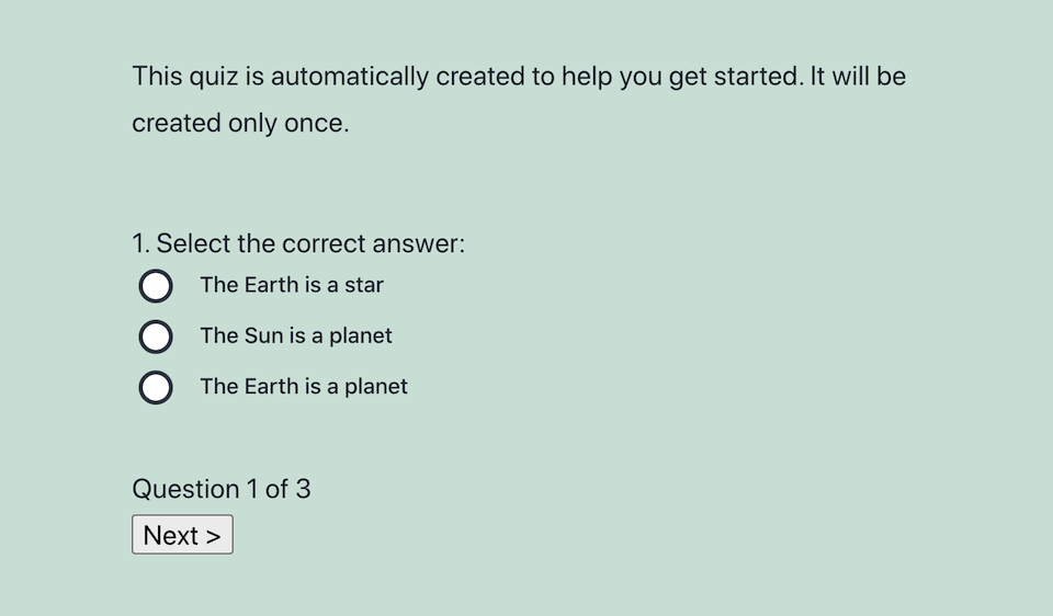 使用 Watu 测验插件制作的测验。