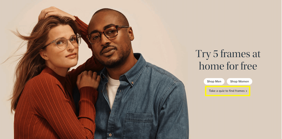 Warby Parker 风格测验。