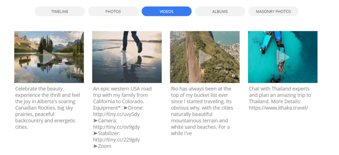 مثال على موجز Facebook في WordPress