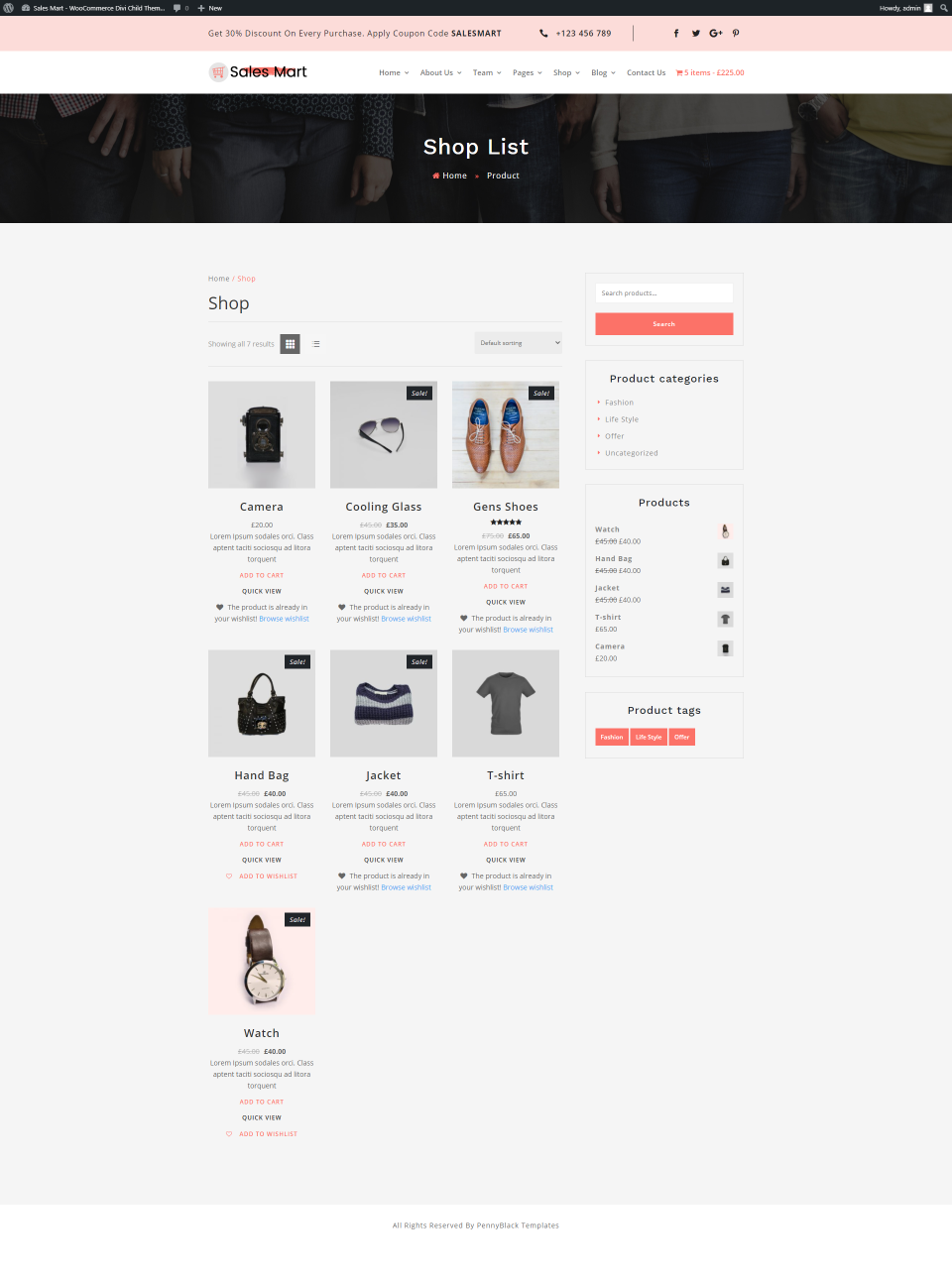 Lista del negozio di vendita Mart