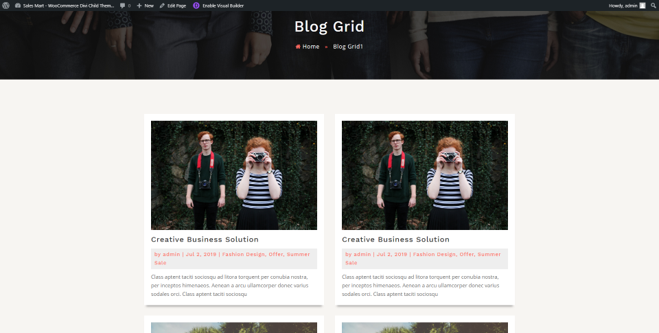 Pagina con griglia a due colonne del blog di Sales Mart