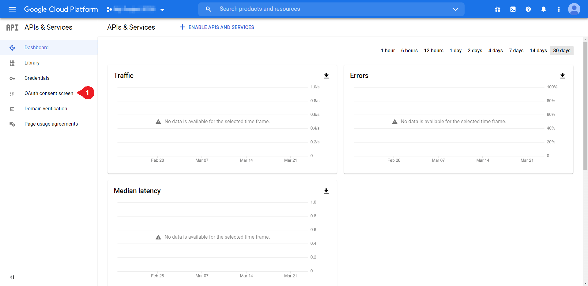 Dasbor Google Cloud Console.