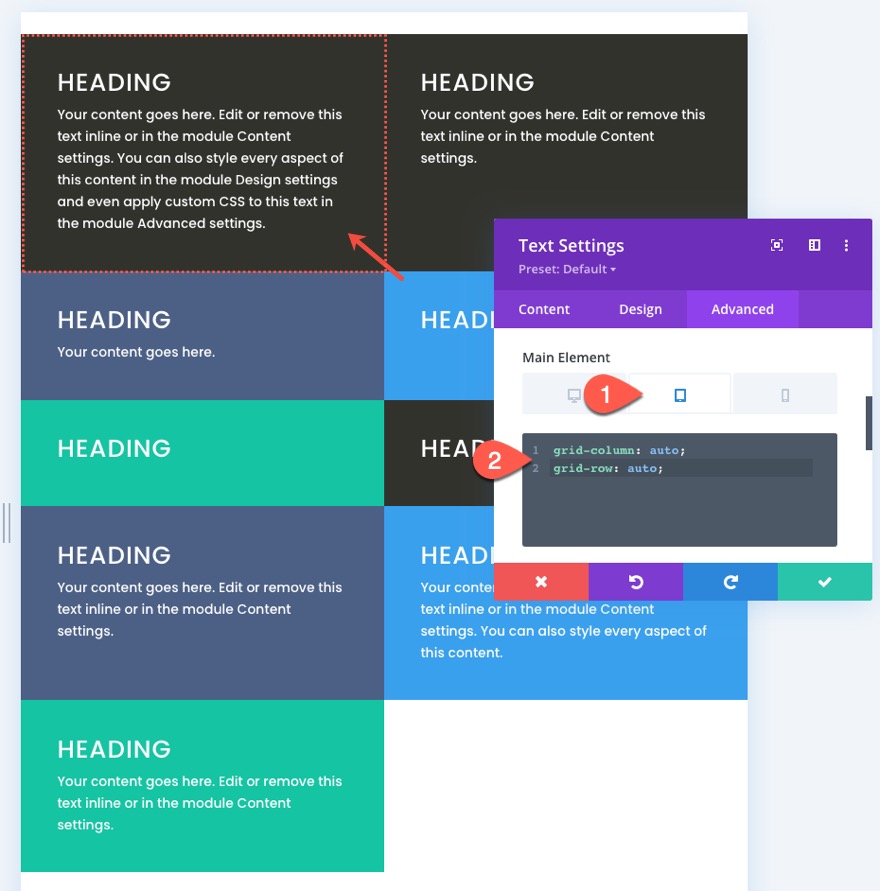 เค้าโครงตาราง css สำหรับโมดูล Divi