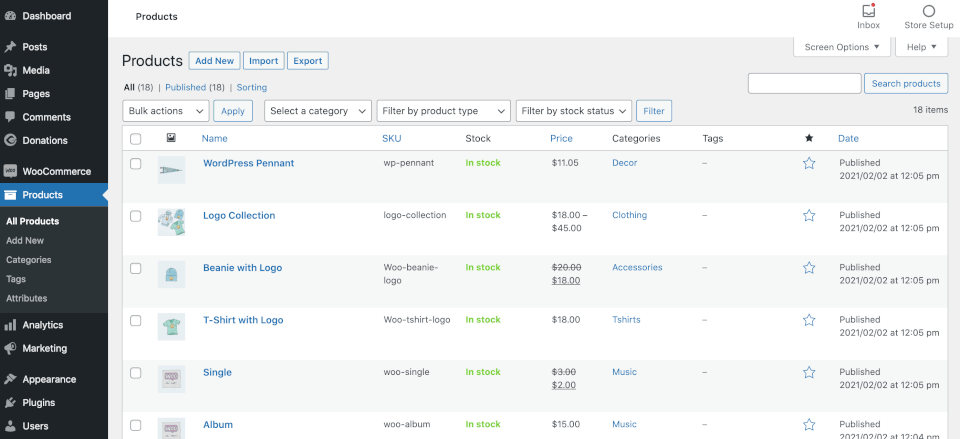 Dasbor plugin WooCommerce.