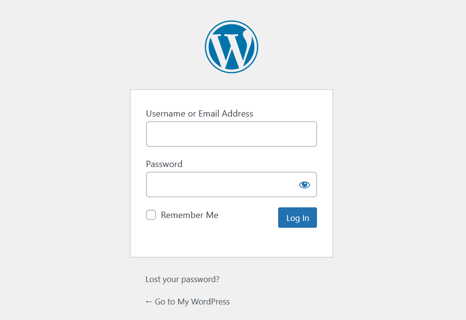 Halaman masuk WordPress.