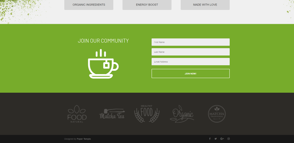 Divi Matcha Shop Strona główna motywu dziecięcego