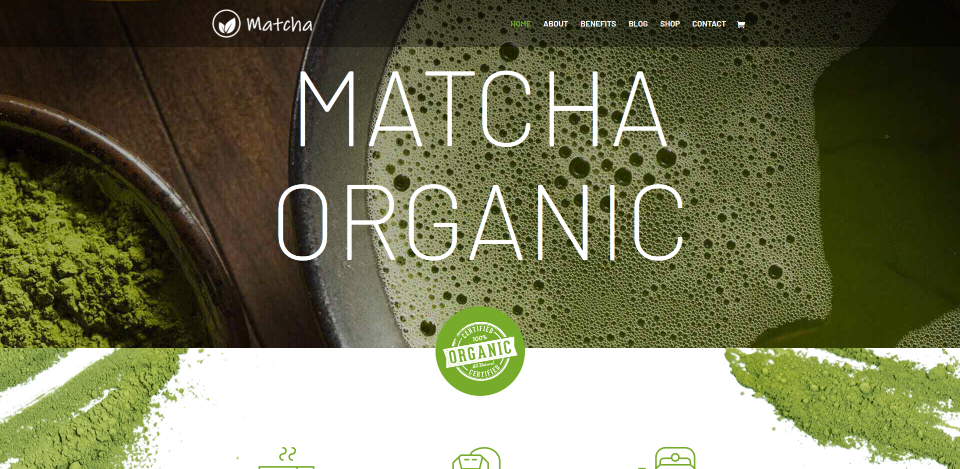 Divi Matcha Shop Strona główna motywu dziecięcego