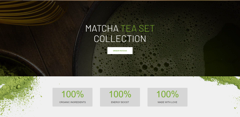Divi Matcha Shop Strona główna motywu dziecięcego