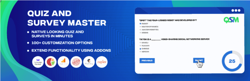 Le plugin Quiz et Survey Master.
