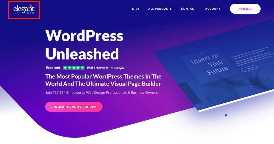 Пример сайта под названием Elegant Themes.