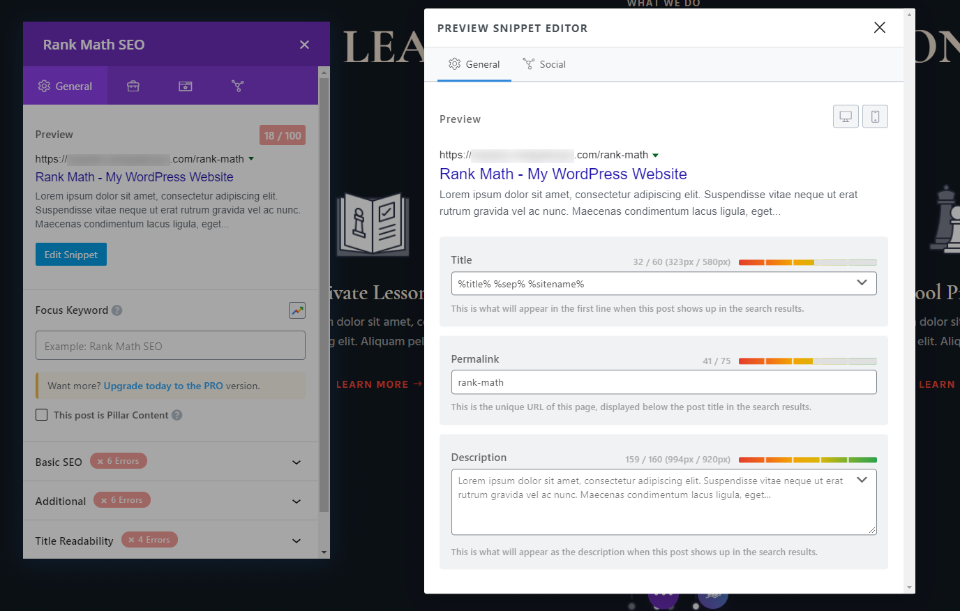 ดูตัวอย่าง Snippet Editor