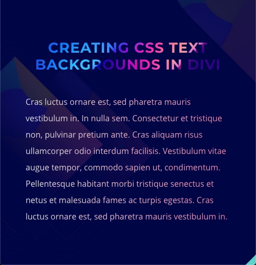 tła tekstowe css w divi